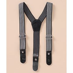 Babyhug Lycra Blend Full Sleeves Shirt & Trousers With A Suspender & Hat Checked- White & Grey