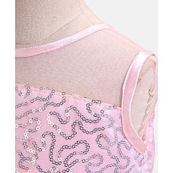 Babyhug Sleeveless Sequinned Party Frock With Bow - Multicolor
