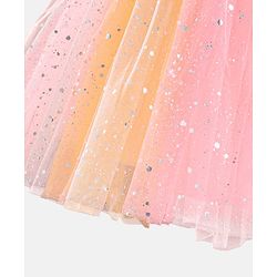 Babyhug Sleeveless Sequinned Party Frock With Bow - Multicolor