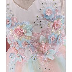 Babyhug Sleeveless Party Wear Frock Floral Embroidery - Multicolour