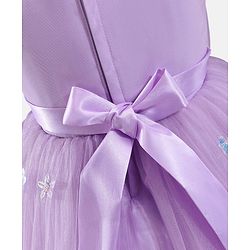 Babyhug Sleeveless Pleated Yoke Party Frock With Corsage And Sequined Detailing - Lavender