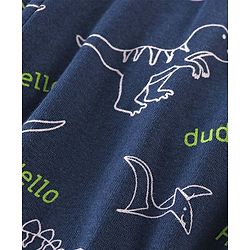 Babyhug Cotton Knit Full Sleeves Nightsuit Dino Print - Blue