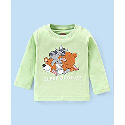 Babyhug Cotton Knit Full Sleeves Night Suit Bear Print - Green
