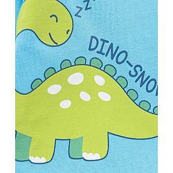 Babyhug Cotton Full Sleeves Night Suit Dino & Stripes Print- Blue