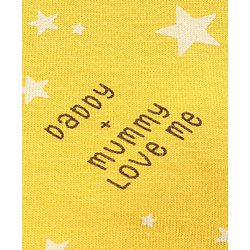 Babyhug Cotton Full Sleeves Night Suit Stars & Text Print- Yellow