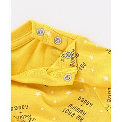 Babyhug Cotton Full Sleeves Night Suit Stars & Text Print- Yellow