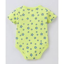 Babyhug 100% Cotton Half Sleeves Onesie Stars Print- Green