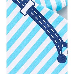 Babyhug 100% Cotton Knit Half Sleeves Onesie Stripes Print - Blue
