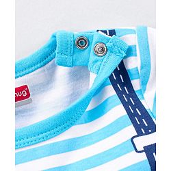 Babyhug 100% Cotton Knit Half Sleeves Onesie Stripes Print - Blue