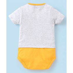 Babyhug Cotton Half Sleeves Onesie Lion Print- Grey