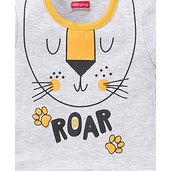 Babyhug Cotton Half Sleeves Onesie Lion Print- Grey