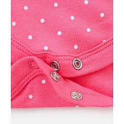 Babyhug 100% Cotton Full Sleeves Onesie With Frill Detailing Dot & Text Print - Pink