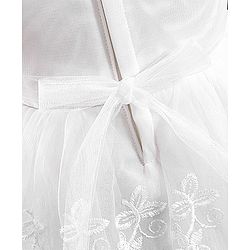Babyhug Woven Sleeveless Party Dress with Floral Corsage & Embroidered - White