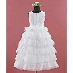 Babyhug Sleeveless Ruffled Lace Party Frock - Ivory