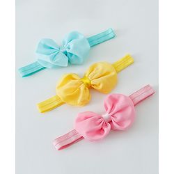 Babyhug Bow Applique Headbands Pack Of 3 - Multicolor