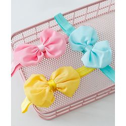Babyhug Bow Applique Headbands Pack Of 3 - Multicolor