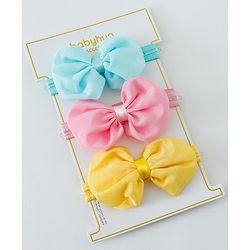 Babyhug Bow Applique Headbands Pack of 3 - Multicolor