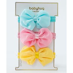 Babyhug Bow Applique Headbands Pack Of 3 - Multicolor