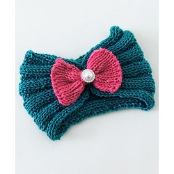 Babyhug Crochet Bow With Pearl Headbands - Blue