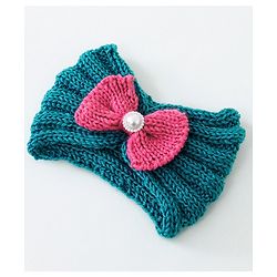 Babyhug Crochet Bow With Pearl Headbands - Blue