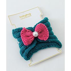 Babyhug Crochet Bow With Pearl Headbands - Blue