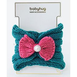 Babyhug Crochet Bow With Pearl Headbands - Blue