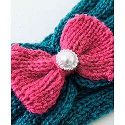 Babyhug Crochet Bow With Pearl Headbands - Blue