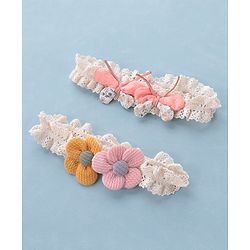 Babyhug Free Size Headbands with Floral Applique Pack of 2 - Multicolour