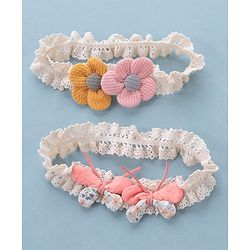 Babyhug Free Size Headbands with Floral Applique Pack of 2 - Multicolour