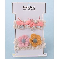 Babyhug Free Size Headbands with Floral Applique Pack of 2 - Multicolour