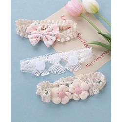 Babyhug Free Size Headbands with Floral Applique Pack of 3 - Multicolour