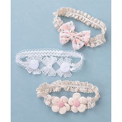Babyhug Free Size Headbands with Floral Applique Pack of 3 - Multicolour