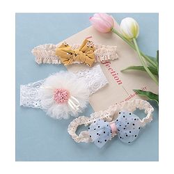 Babyhug Free Size Headbands with Bow Flower Applique Pack of 3 - Multicolour