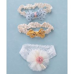 Babyhug Free Size Headbands with Bow Flower Applique Pack of 3 - Multicolour