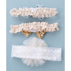 Babyhug Free Size Headbands with Bow Flower Applique Pack of 3 - Multicolour