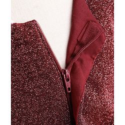 Babyhug Sleeveless Glittered Party Frock  With Corsage - Maroon