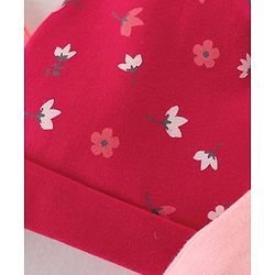 Babyhug 100% Cotton Caps Floral & Dot Print Pack Of 3 Pink - Diameter 10.5 cm