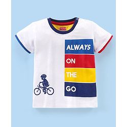 Babyhug Cotton Half Sleeves T-Shirt Text Print - White