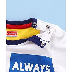 Babyhug Cotton Half Sleeves T-Shirt Text Print - White