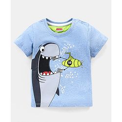 Babyhug Cotton Half Sleeves T-Shirt Shark Print- Blue