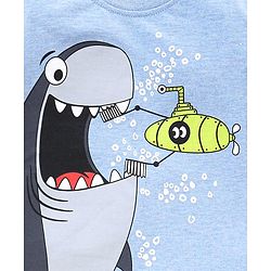 Babyhug Cotton Half Sleeves T-Shirt Shark Print- Blue