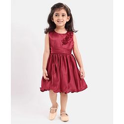 Babyhug Sleeveless Satin Party Frock - Red