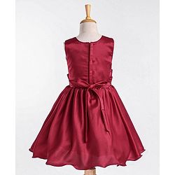 Babyhug Sleeveless Satin Party Frock - Red