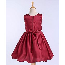 Babyhug Sleeveless Satin Party Frock - Red