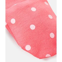 Babyhug 100% Cotton Knit Mittens & Booties Polka Dots Print - Peach