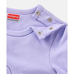 Babyhug 100% Cotton Knit Full Sleeves Onesie Hippo Print - Purple