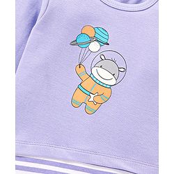 Babyhug 100% Cotton Knit Full Sleeves Onesie Hippo Print - Purple