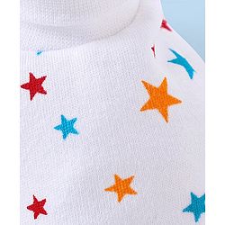 Babyhug 100% Cotton Knit Mittens and Booties Star Print - White