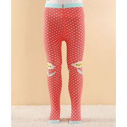 Cutewalk by Babyhug Anti Bacterial Footed  Tights Polka Dots Print - Red