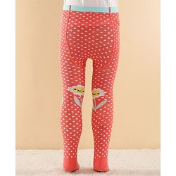 Cutewalk by Babyhug Anti Bacterial Footed  Tights Polka Dots Print - Red
